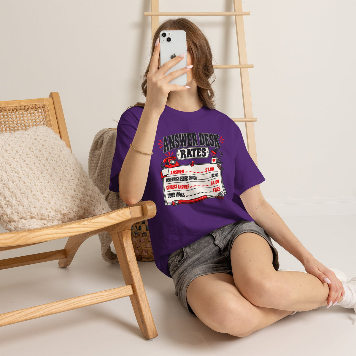 Answer Desk Rates T-Shirt — Funny Help Desk IT Support Tee ("Answer 1.00, Correct Answer 4.00")