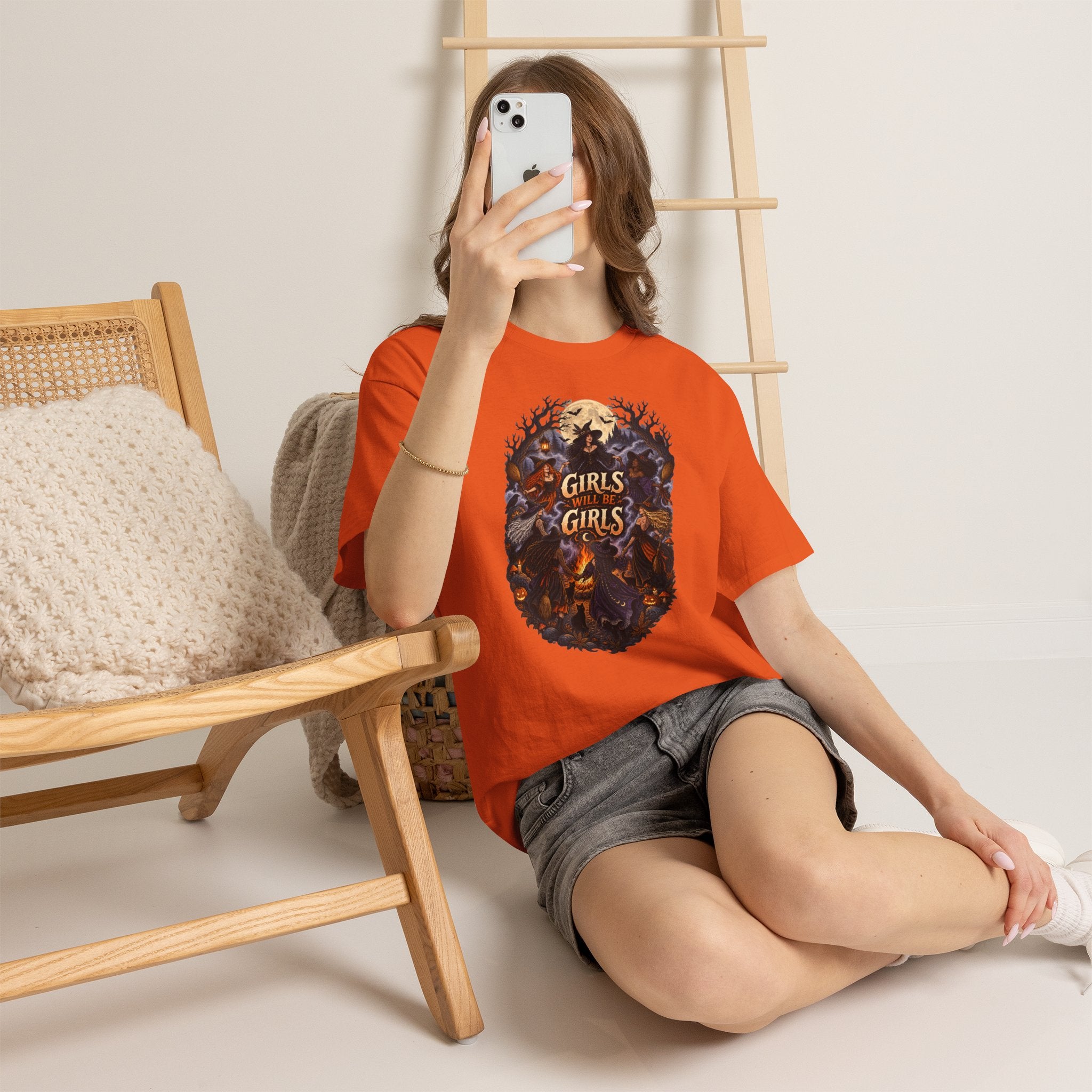 Girls Will Be Girls T-Shirt — Witchy Campfire Illustration Tee