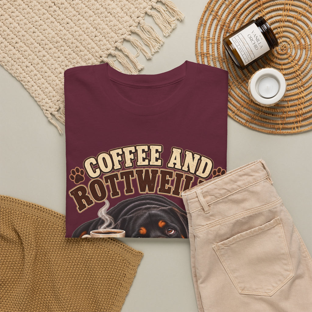 Coffee and Rottweiler Tee — "Coffee and Rottweiler Make Me Happy" Dog Lover Shirt