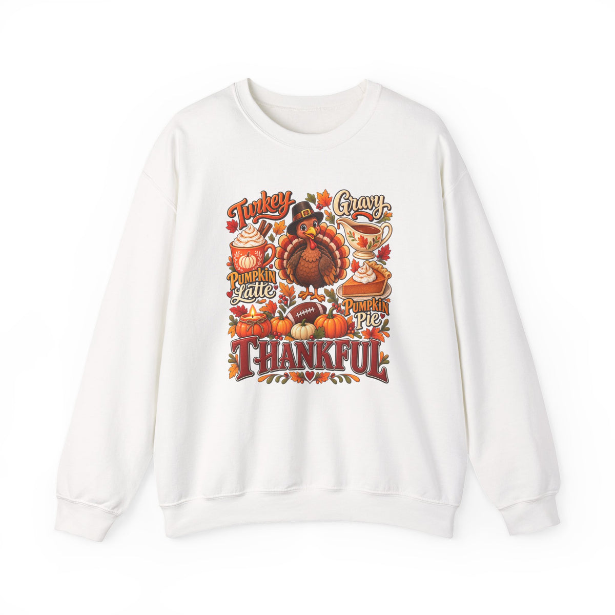 Thankful Thanksgiving Sweatshirt — Cute Turkey & Fall Harvest Crewneck