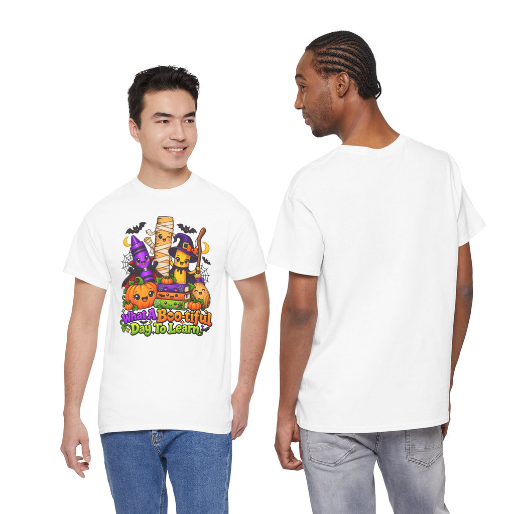 Halloween Teacher Tee — "What A Boo-tiful Day To Learn" Kids' Classroom Shirt
