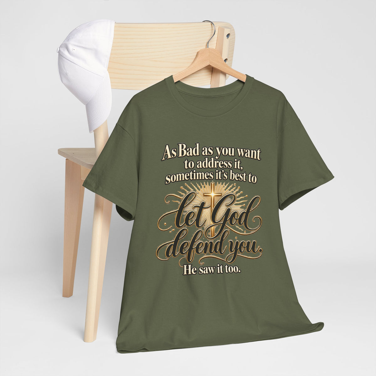 Let God Defend You Inspirational Christian T-Shirt