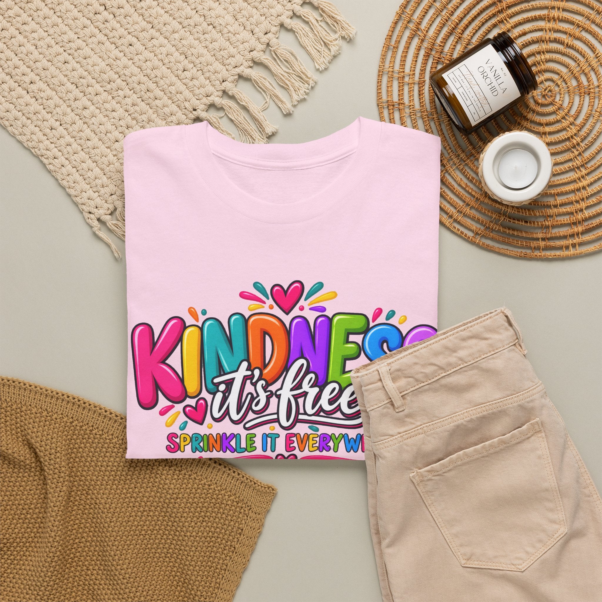 Kindness Is Free Rainbow Tee — Cute Positive Message T-Shirt
