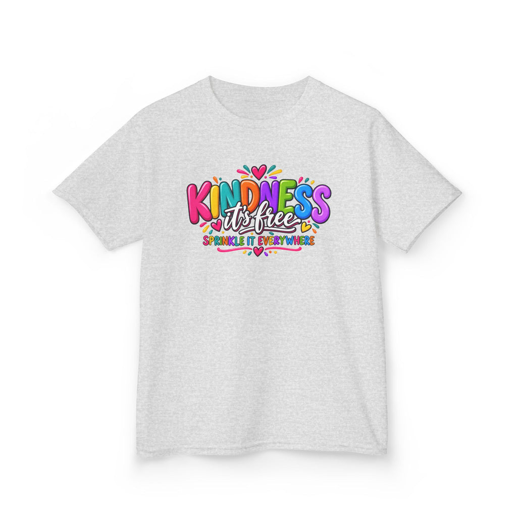 Kids Tee — "Kindness Is Free" Colorful Rainbow Graphic
