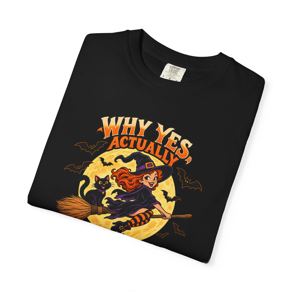 Witch Broom Halloween T-Shirt — "Why Yes Actually I Can Drive A Stick"