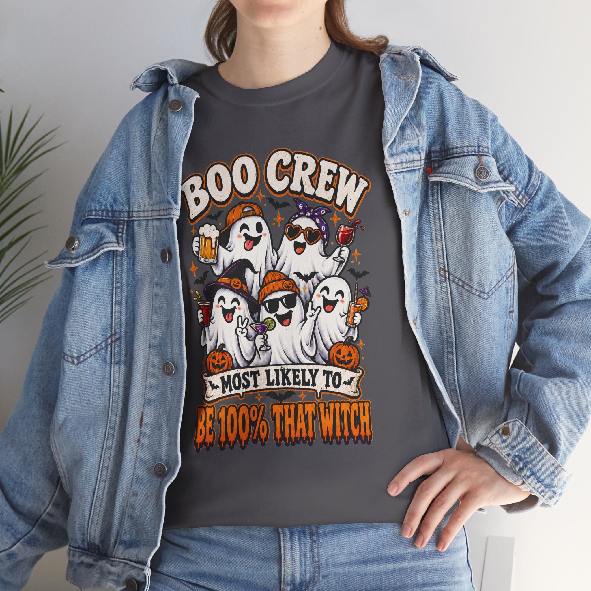 Boo Crew Halloween T-Shirt – "Most Likely To Be 100% That Witch" Ghosts Tee