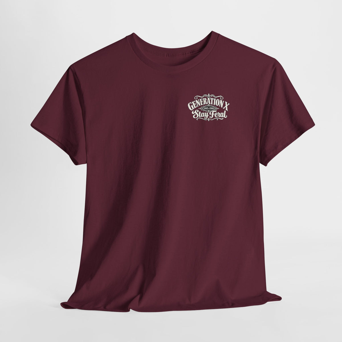 Generation X T‑Shirt — 'Stay Feral' Vintage Whiskey Label Tee (Born 1965–1980)