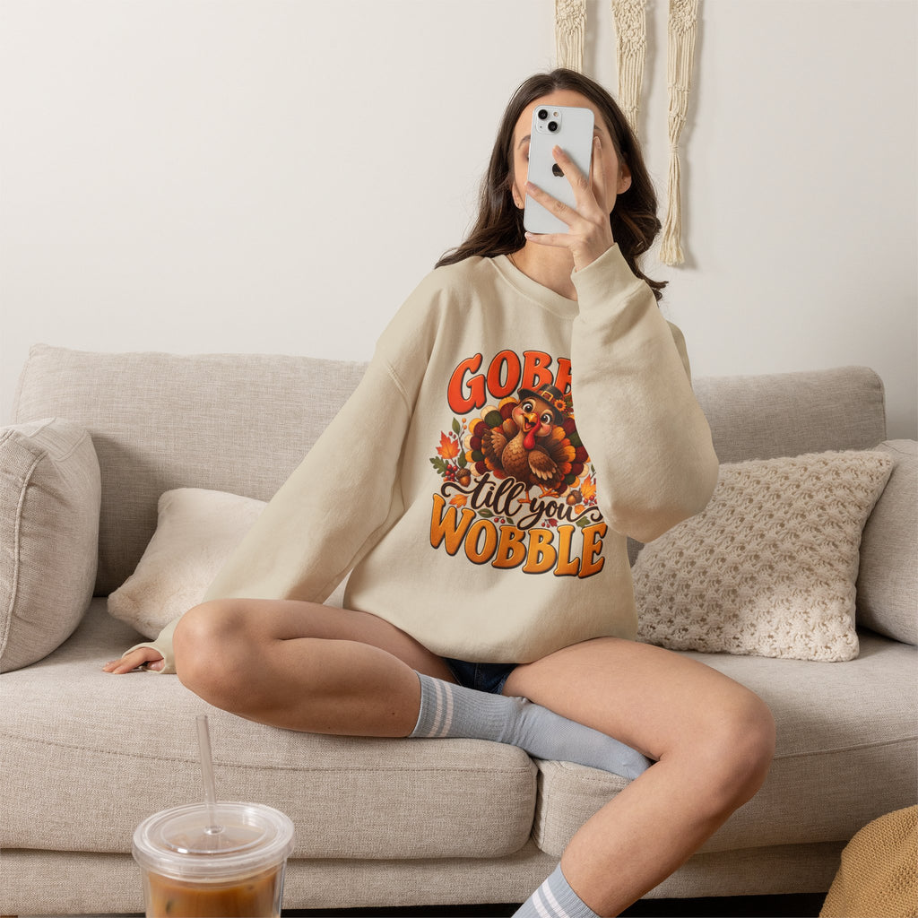 Thanksgiving Turkey 'Gobble Till You Wobble' Crewneck Sweatshirt
