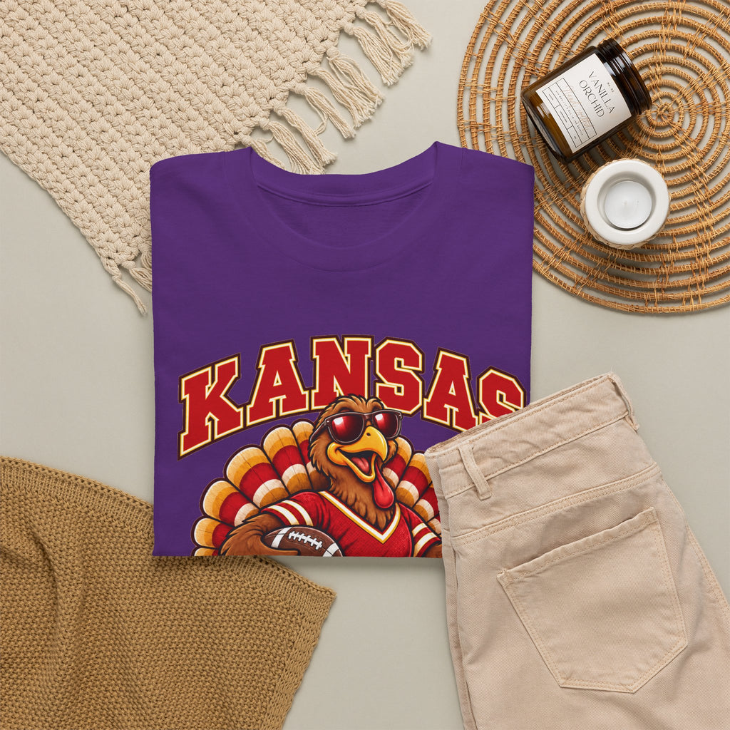 Kansas Thanksgiving Football T‑Shirt — Turkey Mascot Holiday Game Tee