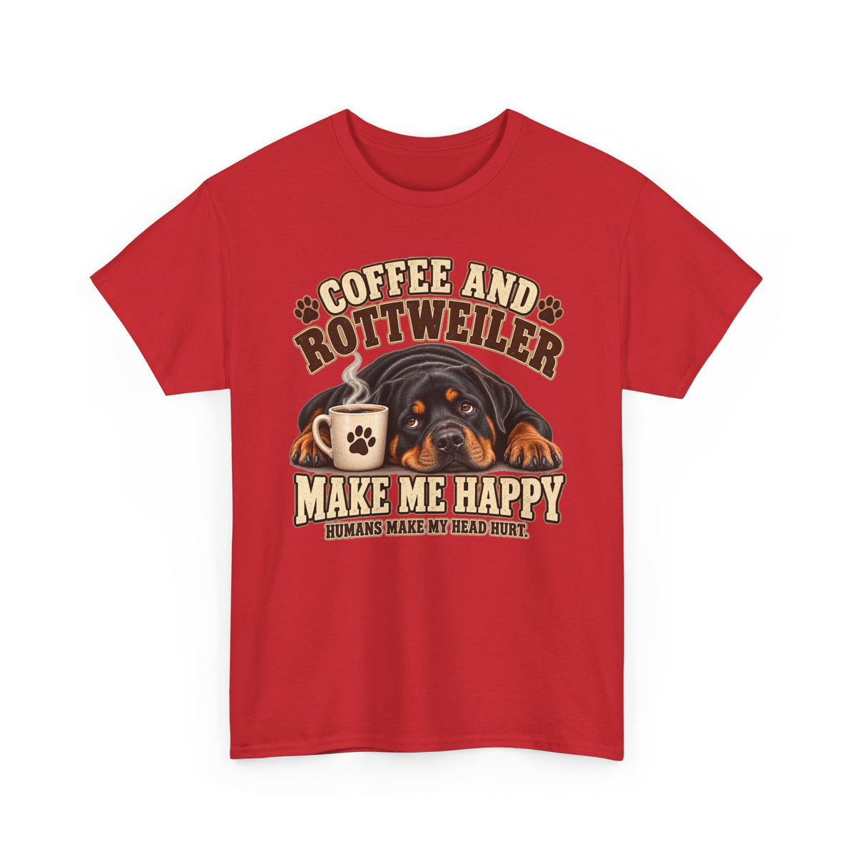 Coffee and Rottweiler Tee — "Coffee and Rottweiler Make Me Happy" Dog Lover Shirt