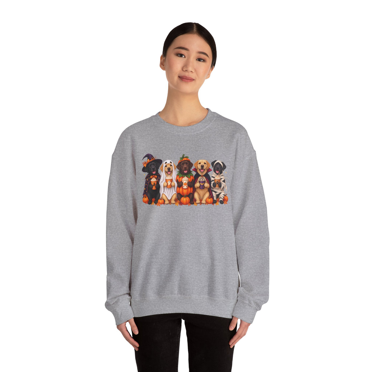 Halloween Dogs Crewneck Sweatshirt — Cute Puppies in Costumes Fall Pullover