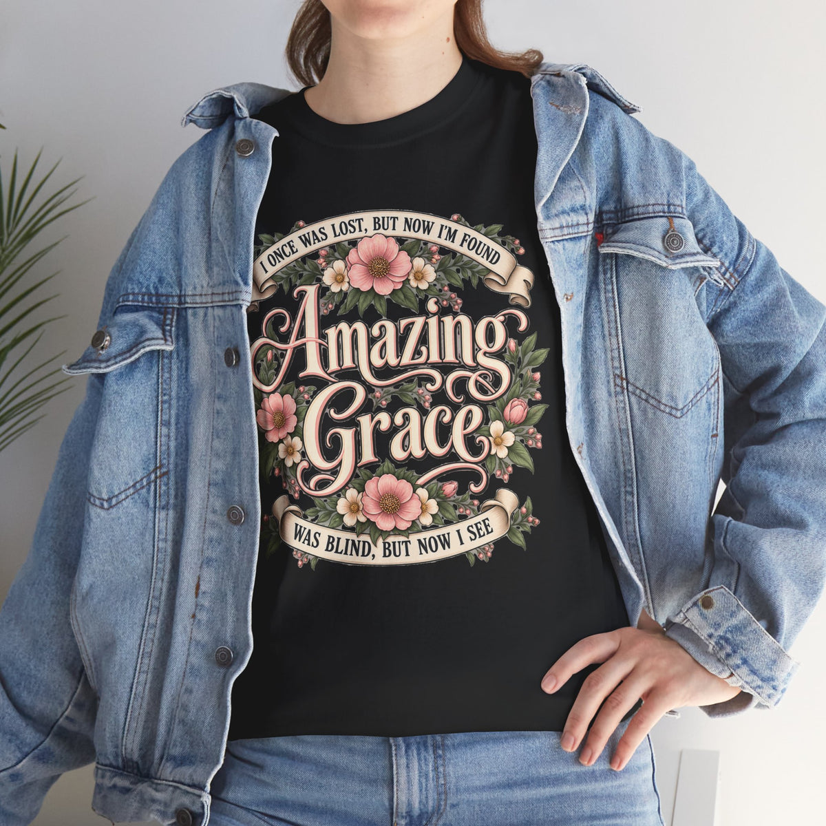 Amazing Grace Floral T-Shirt — Vintage Christian Faith Tee