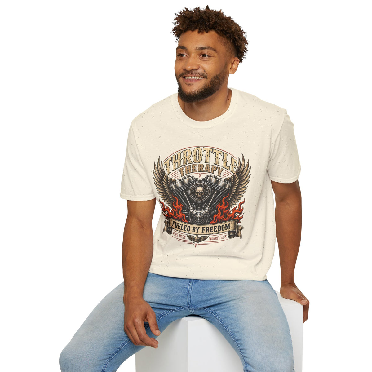 Throttle Therapy Motorcycle T‑Shirt — Fueled by Freedom Riding Tee