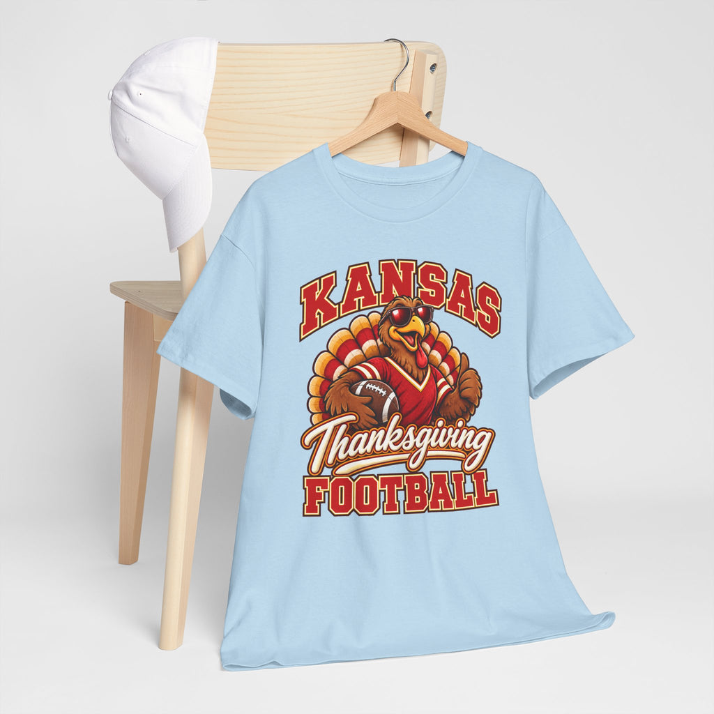 Kansas Thanksgiving Football T‑Shirt — Turkey Mascot Holiday Game Tee