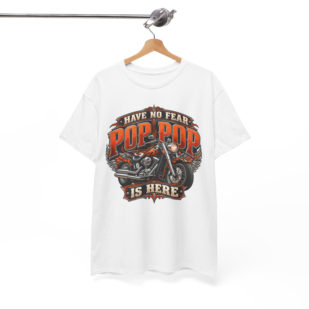 Pop Pop Is Here Motorcycle Dad T-Shirt