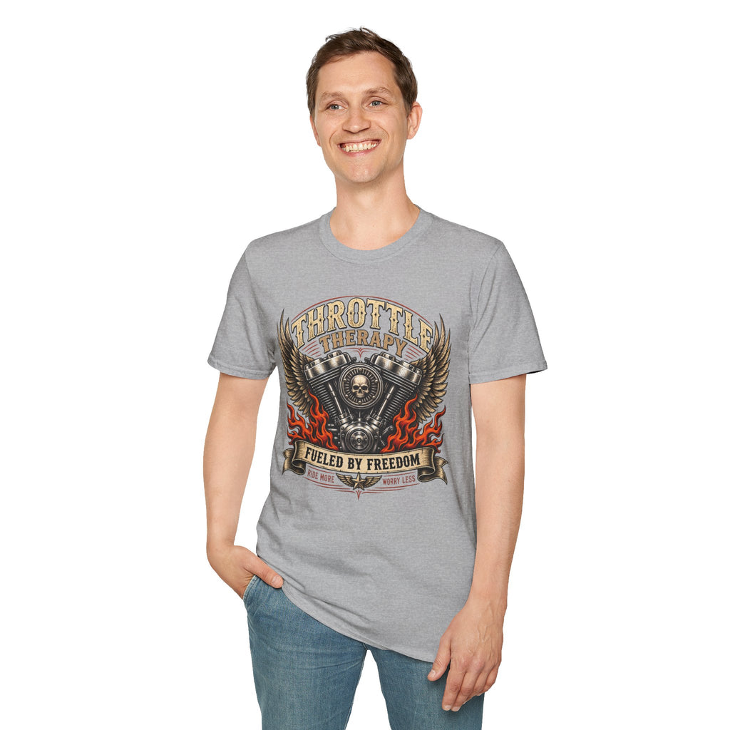 Throttle Therapy Motorcycle T‑Shirt — Fueled by Freedom Riding Tee