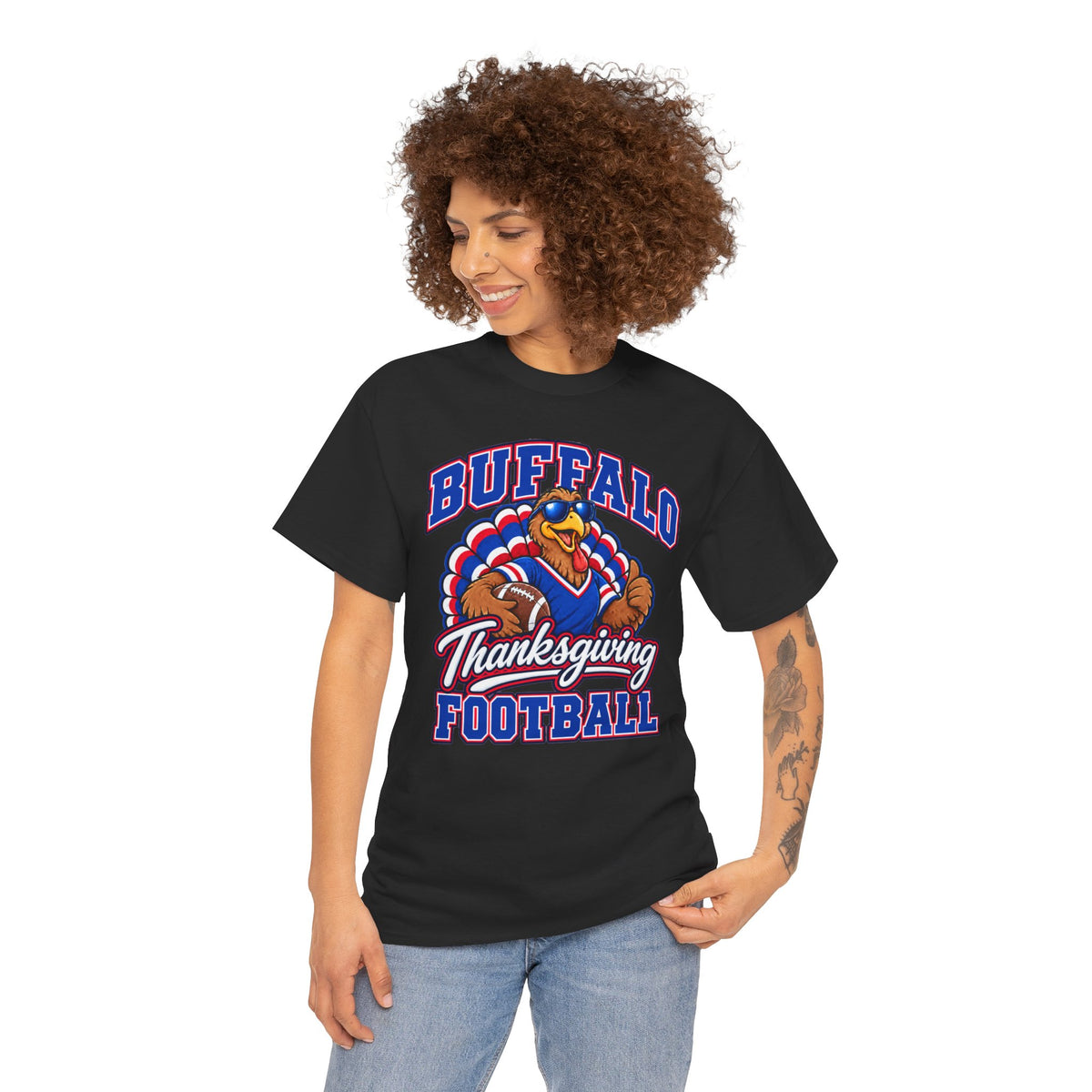 Buffalo Thanksgiving Football T-Shirt — Turkey Mascot Game Day Tee