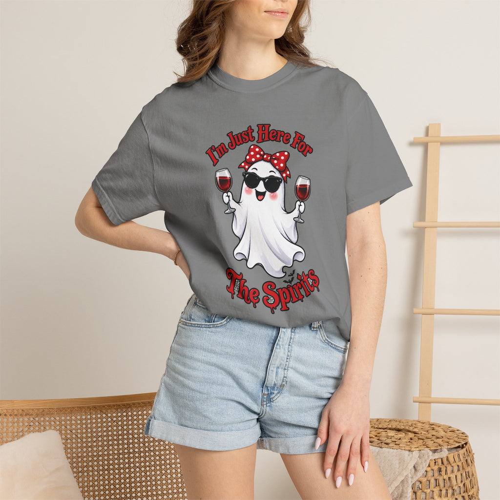 Wine Ghost T-Shirt — "I'm Just Here For The Spirits" Halloween Tee