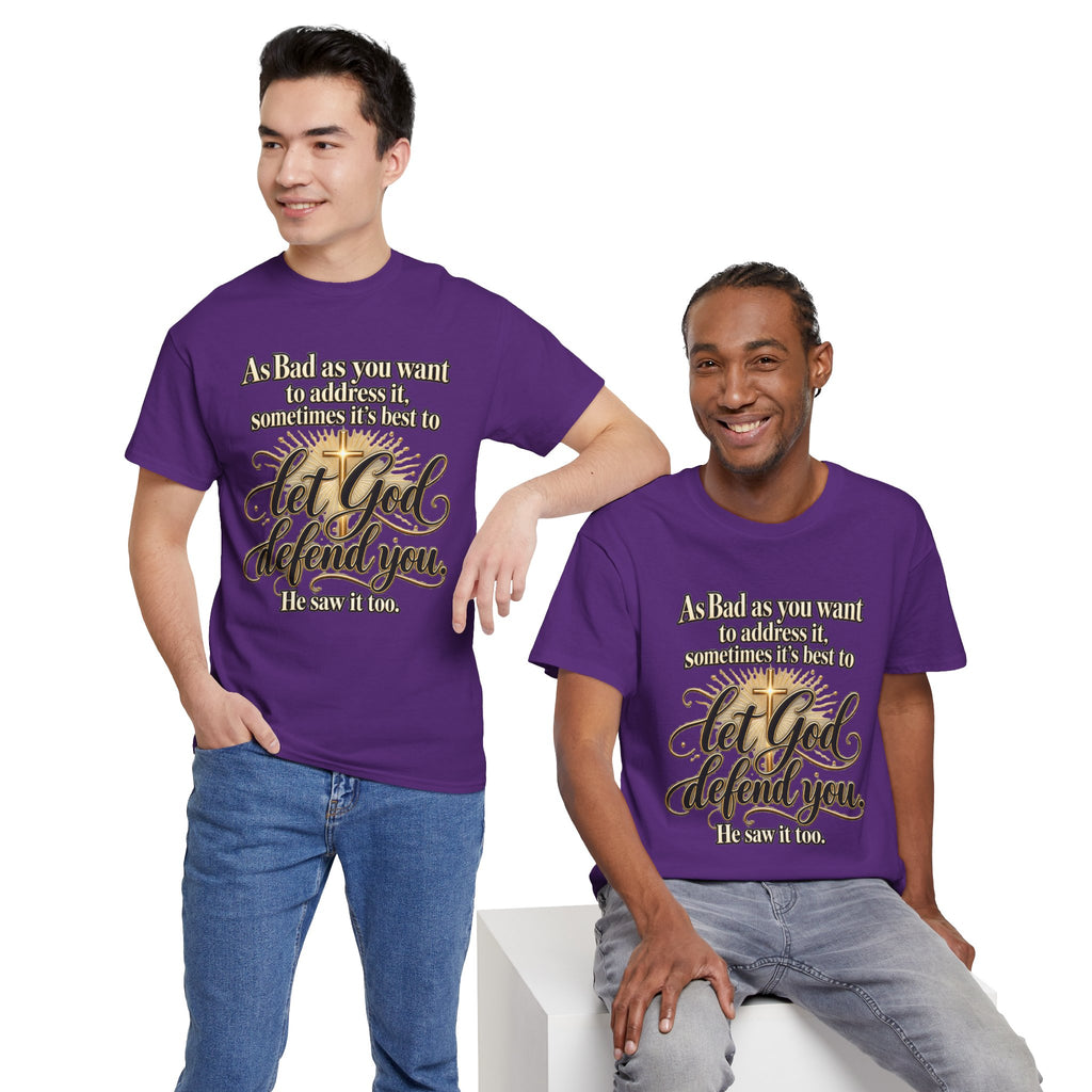 Let God Defend You Inspirational Christian T-Shirt