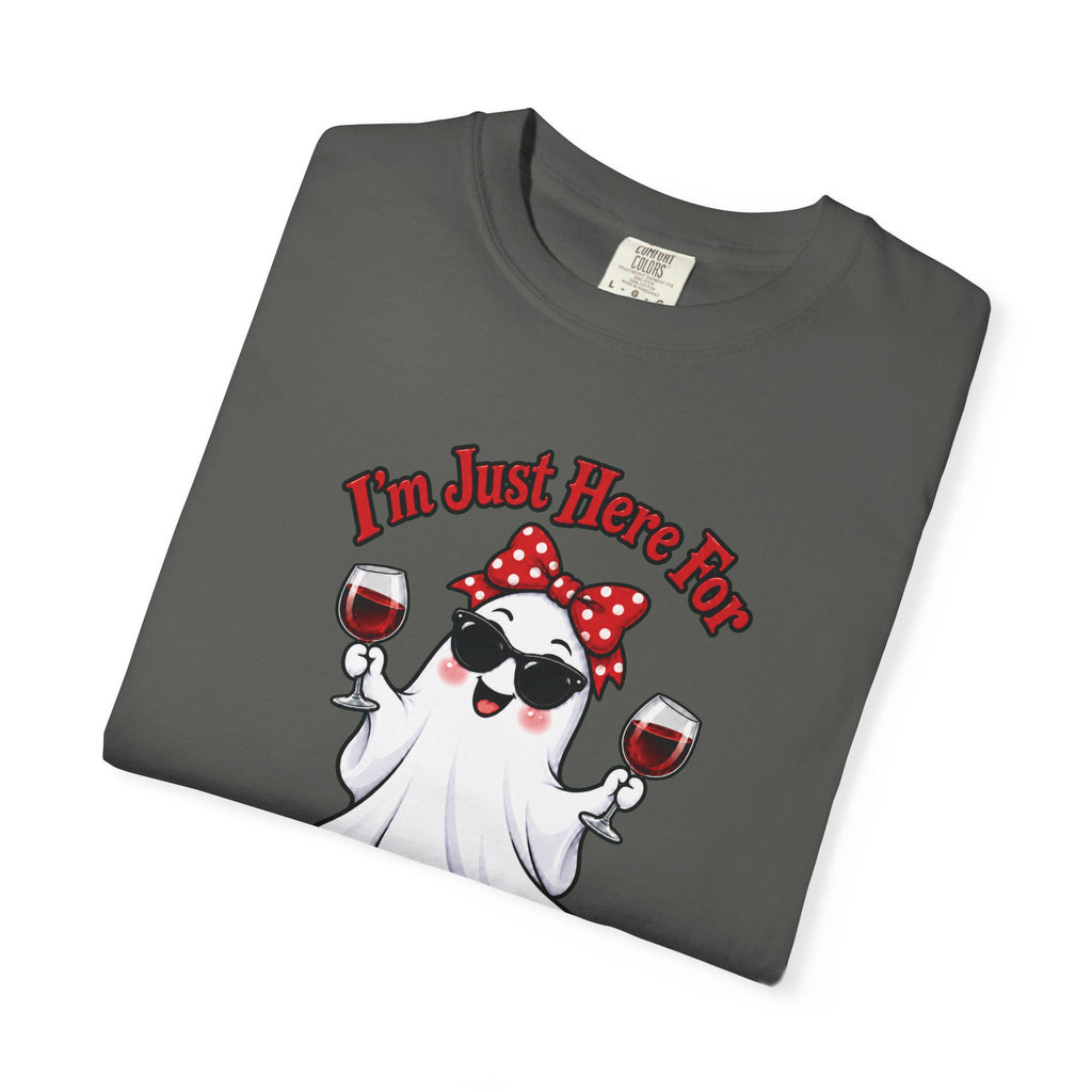 Wine Ghost T-Shirt — "I'm Just Here For The Spirits" Halloween Tee