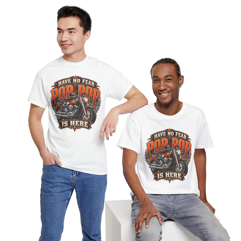 Pop Pop Is Here Motorcycle Dad T-Shirt