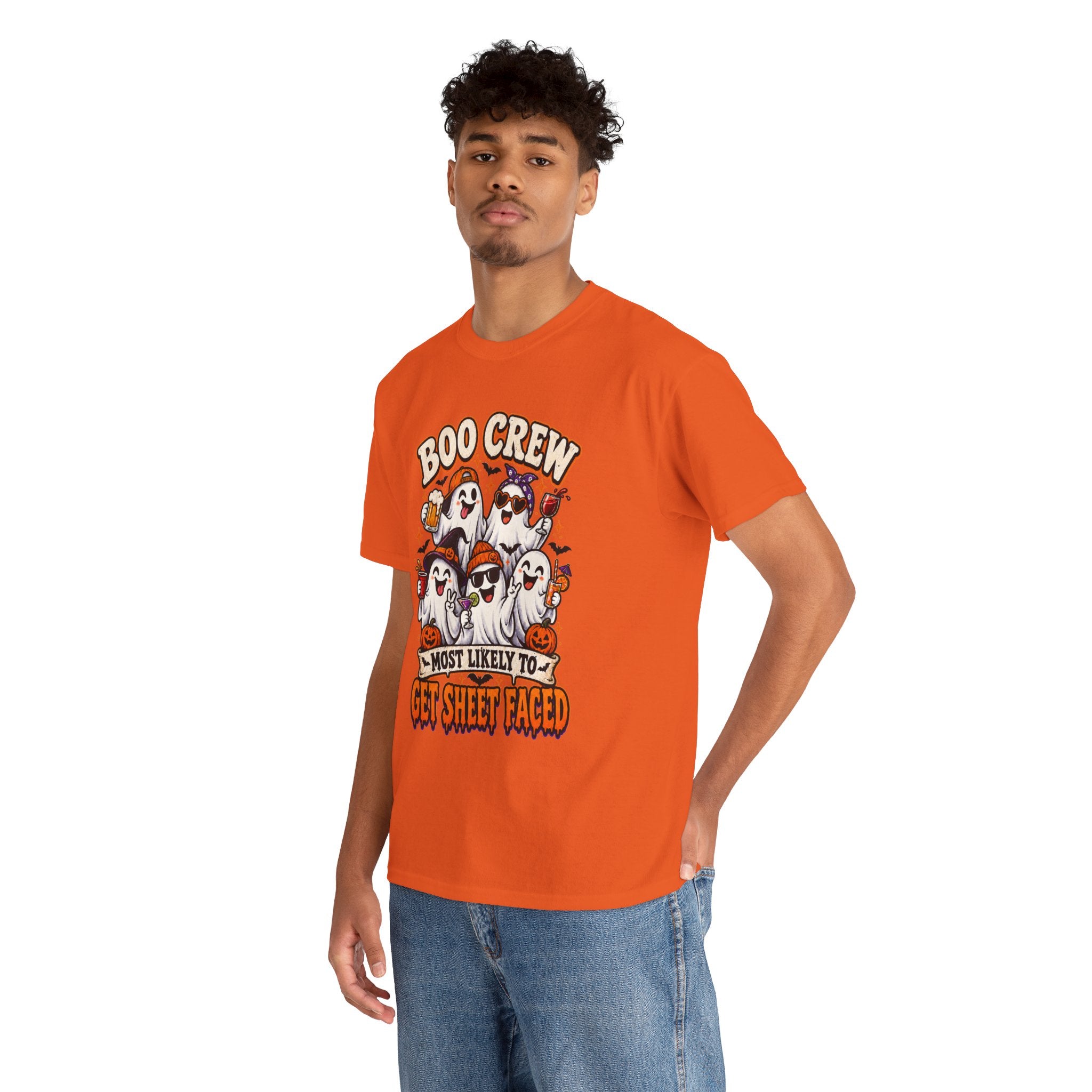 Boo Crew Halloween T-Shirt — “Most Likely to Get Sheet Faced” Funny Ghost Party Tee