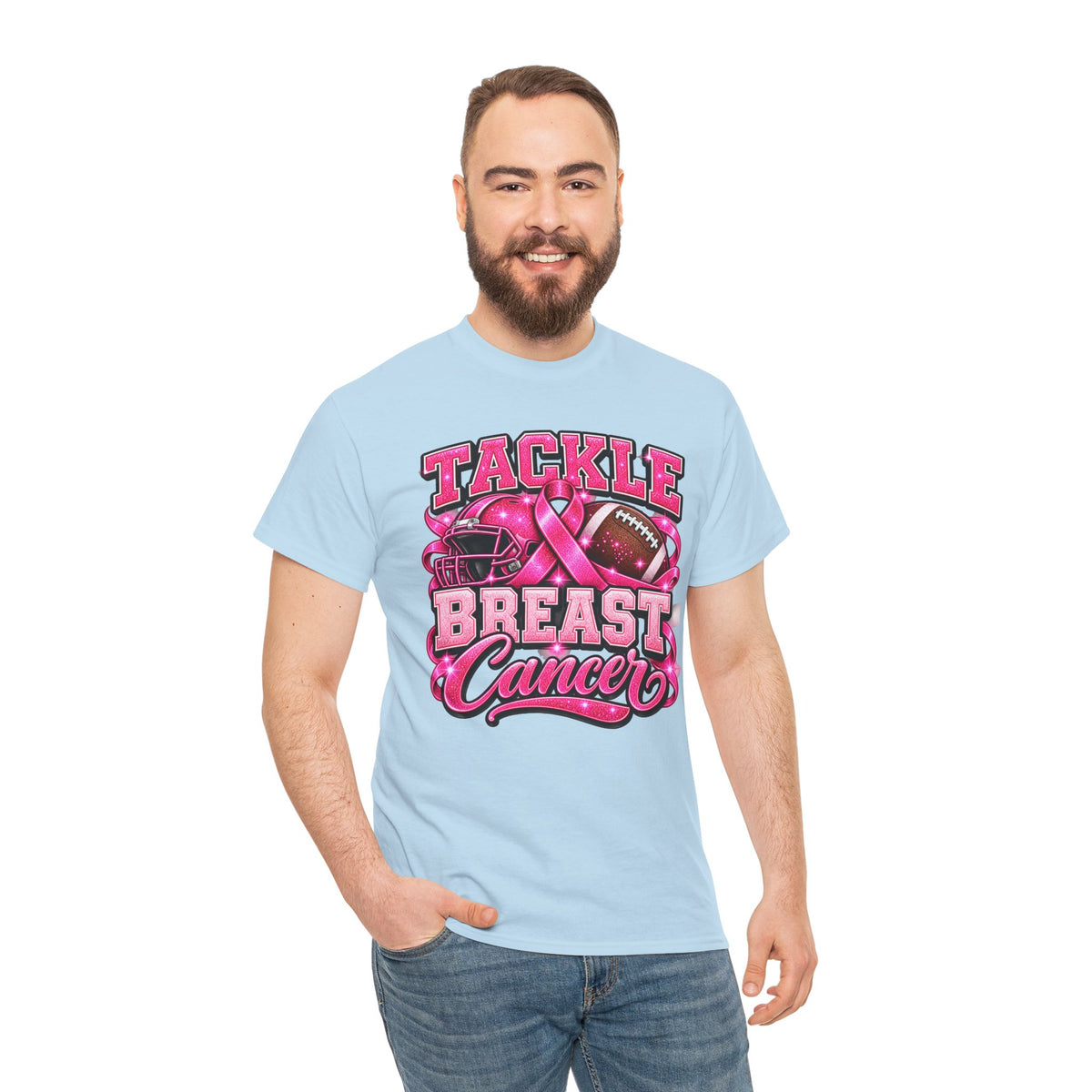 T-Shirt — "Tackle Breast Cancer" Pink Football Awareness Tee