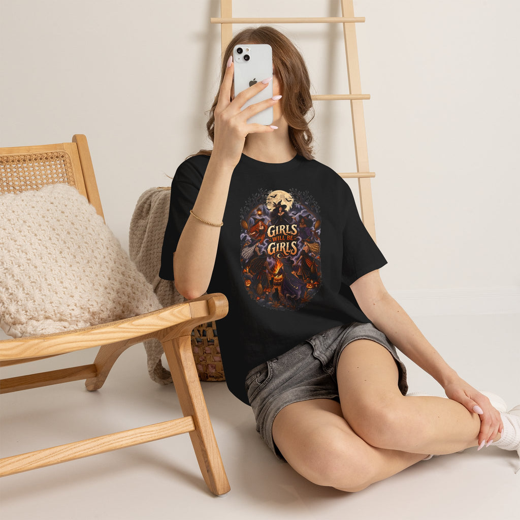 Girls Will Be Girls T-Shirt — Witchy Campfire Illustration Tee