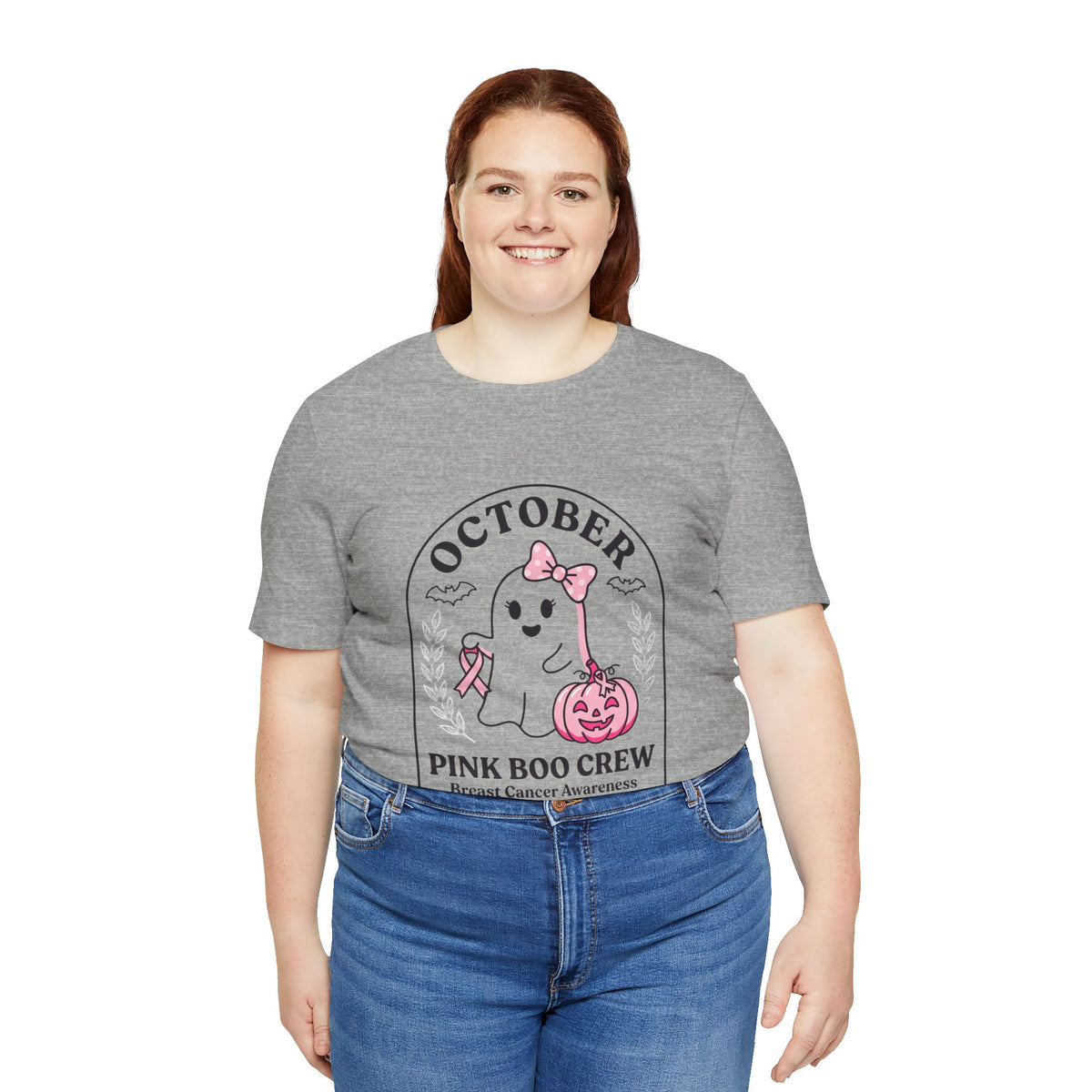 October Pink Boo Crew Tee — Breast Cancer Awareness Ghost T-Shirt