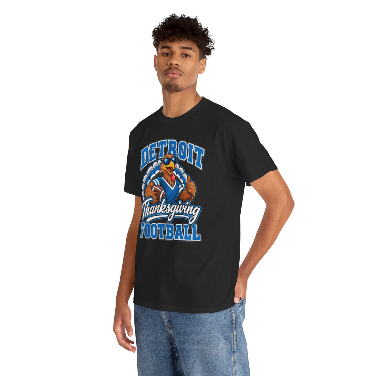 Detroit Thanksgiving Football Tee — Turkey Mascot Game Day Shirt