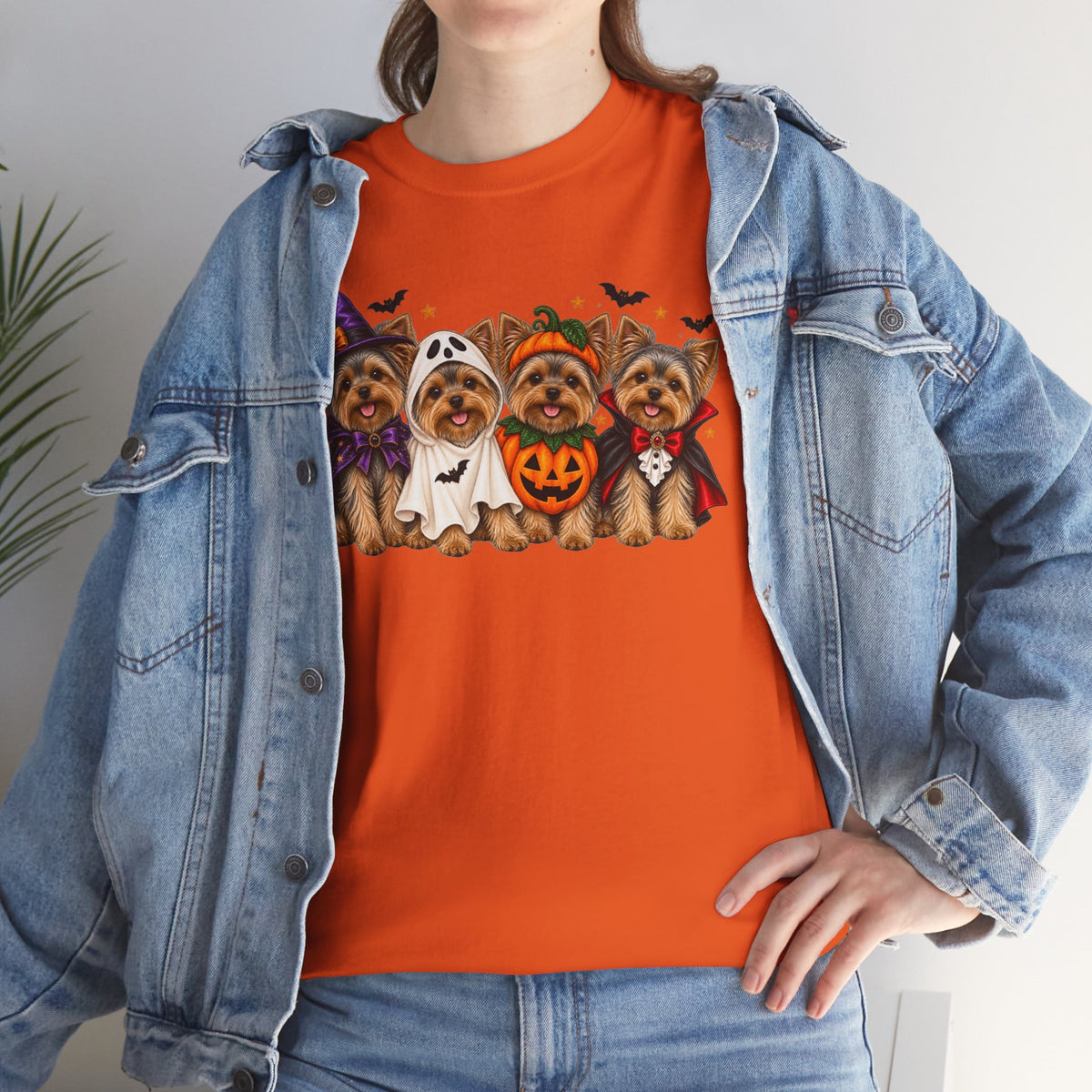 Halloween Yorkie T-Shirt — Cute Yorkies in Costumes (Pumpkin, Ghost, Witch, Vampire)
