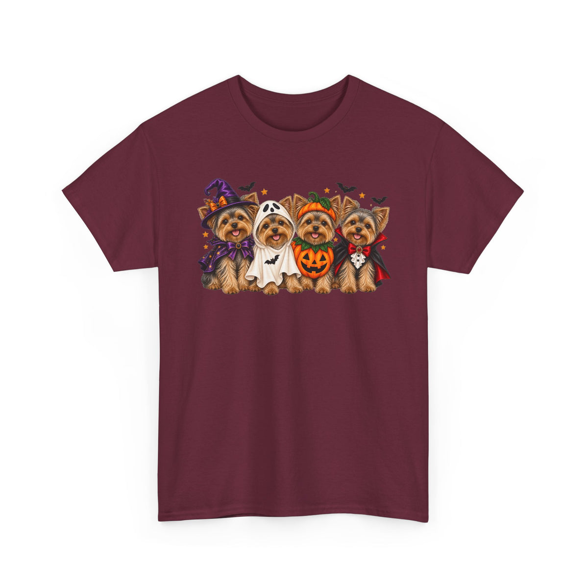 Halloween Yorkie T-Shirt — Cute Yorkies in Costumes (Pumpkin, Ghost, Witch, Vampire)