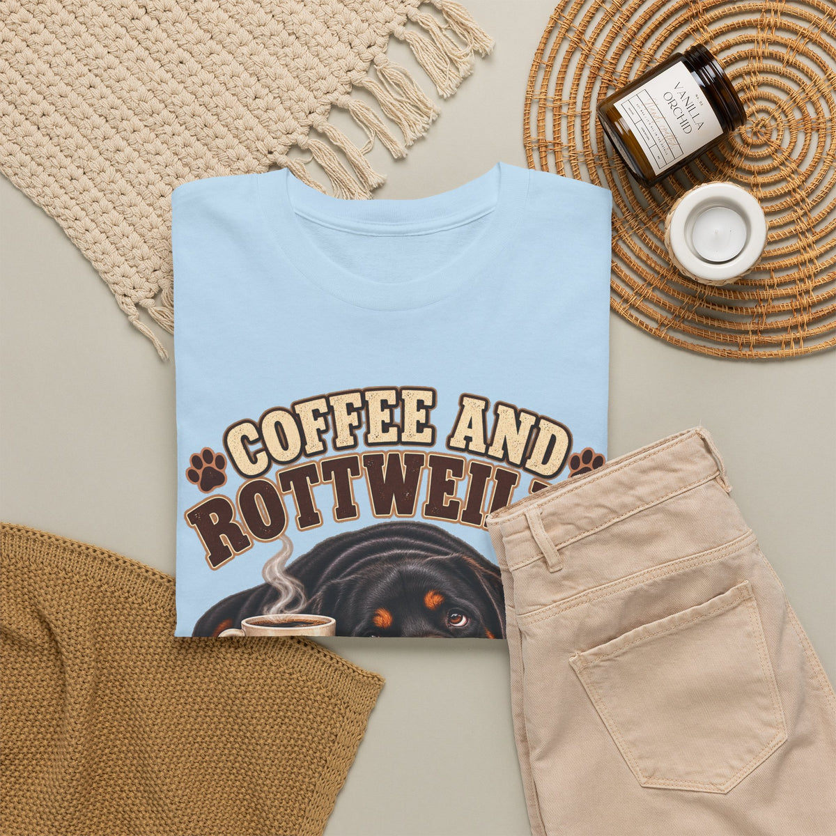 Coffee and Rottweiler Tee — "Coffee and Rottweiler Make Me Happy" Dog Lover Shirt