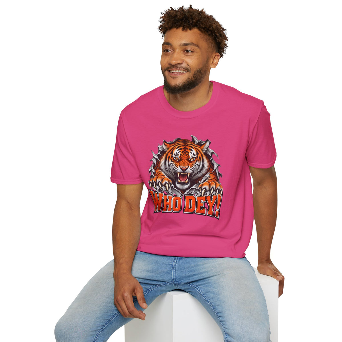 Tiger Graphic T-Shirt — "Who Dey!" Fierce Roaring Design