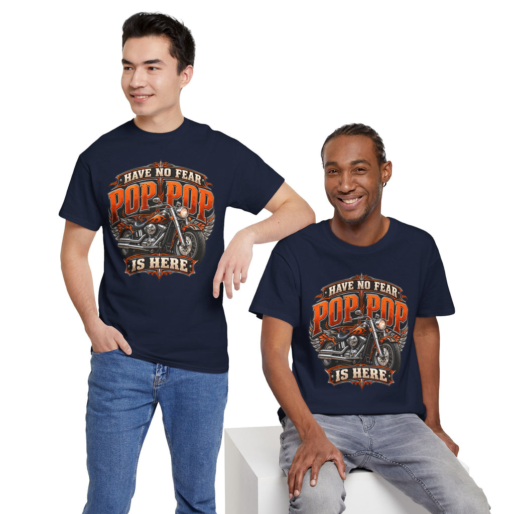 Pop Pop Is Here Motorcycle Dad T-Shirt