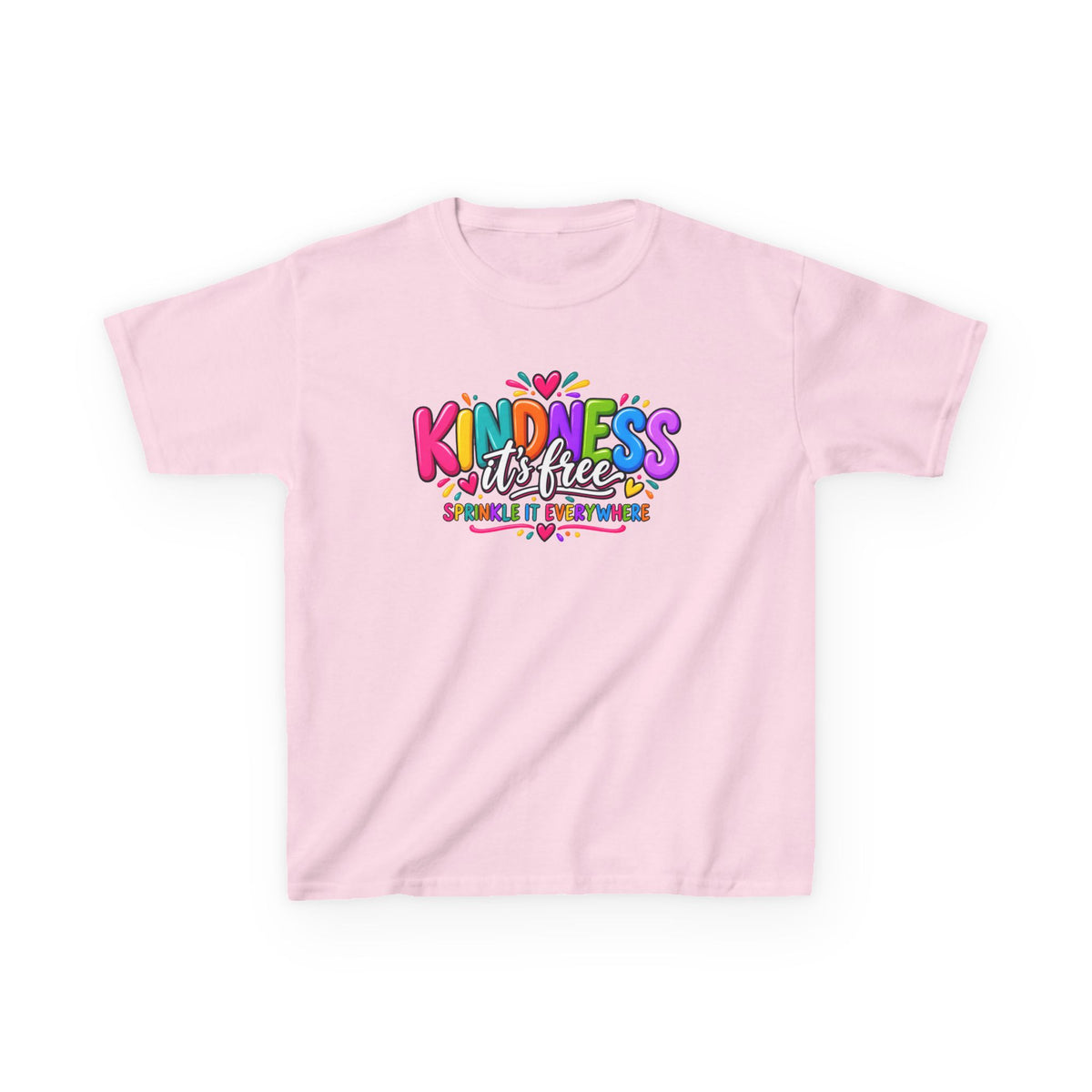 Kids Tee — "Kindness Is Free" Colorful Rainbow Graphic