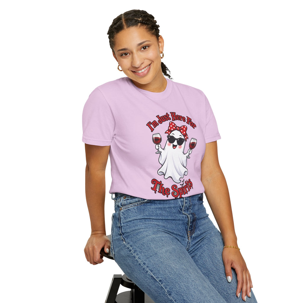 Wine Ghost T-Shirt — "I'm Just Here For The Spirits" Halloween Tee