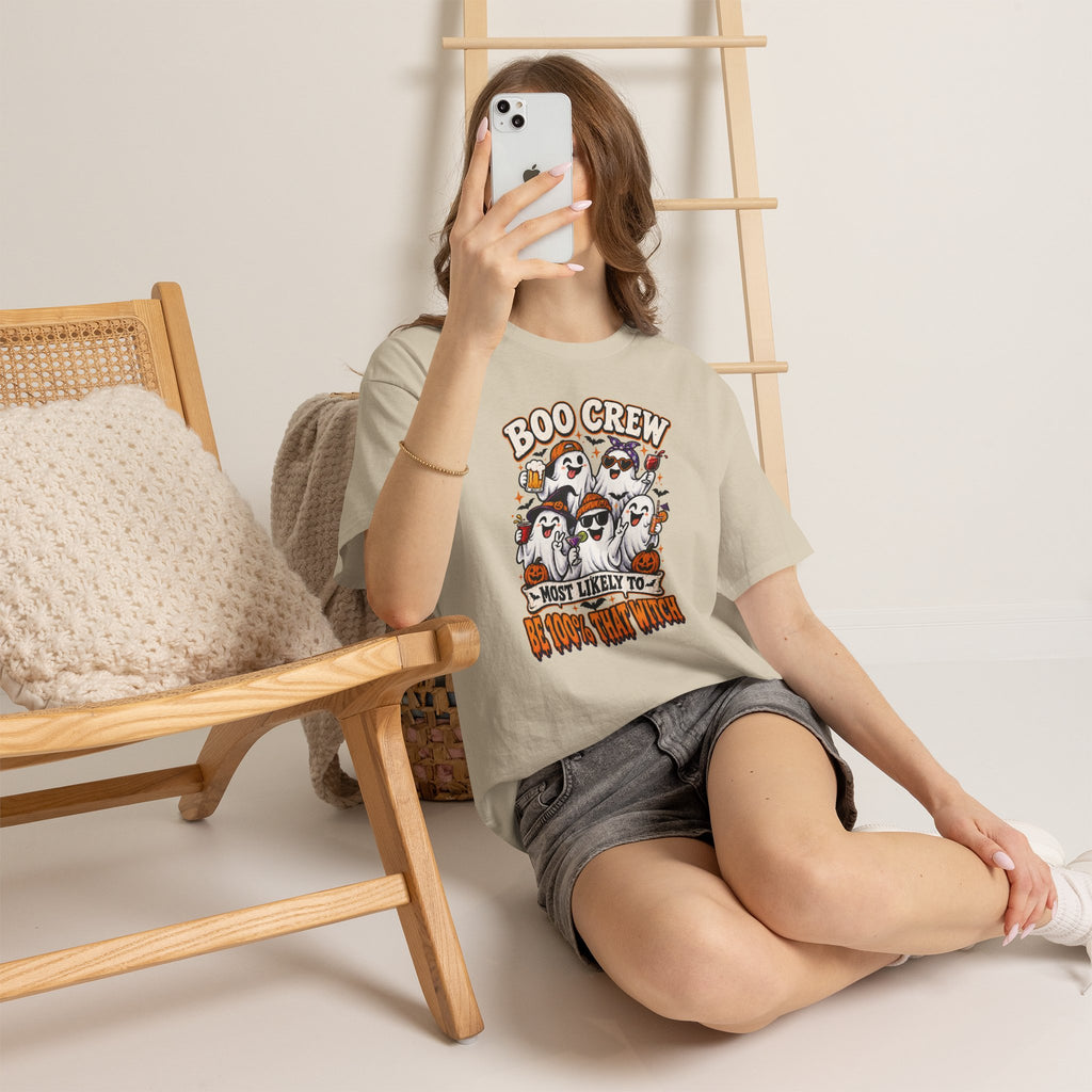 Boo Crew Halloween T-Shirt – "Most Likely To Be 100% That Witch" Ghosts Tee