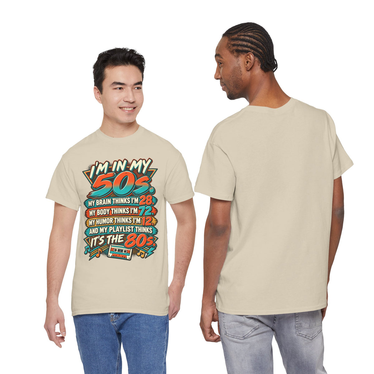 Retro 50s Birthday T‑Shirt — "I'm in My 50s" 80s Playlist Cassette Tee