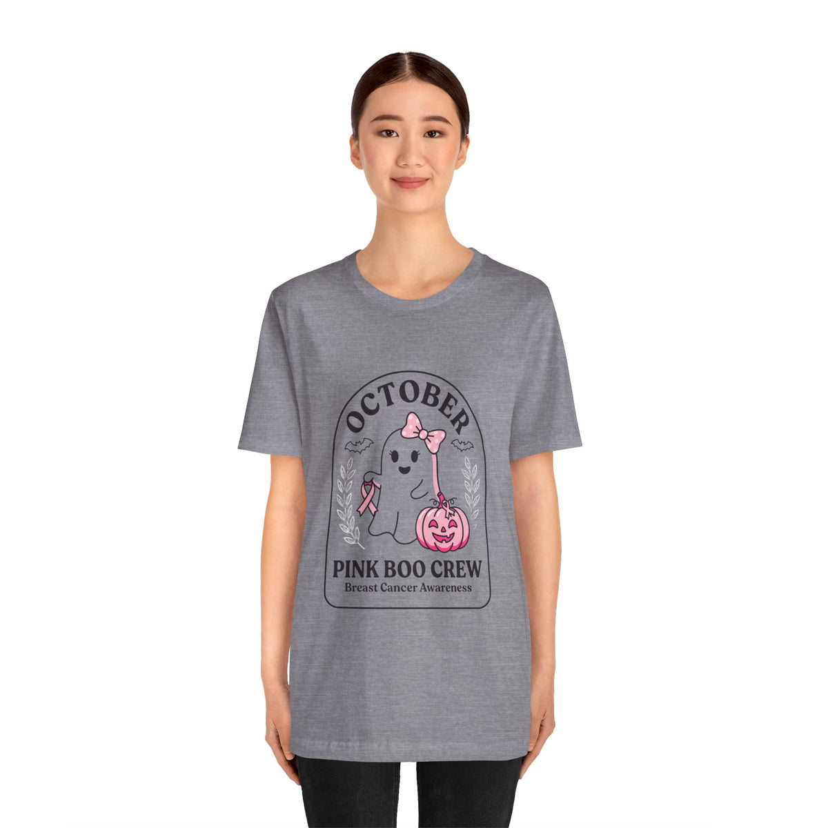 October Pink Boo Crew Tee — Breast Cancer Awareness Ghost T-Shirt