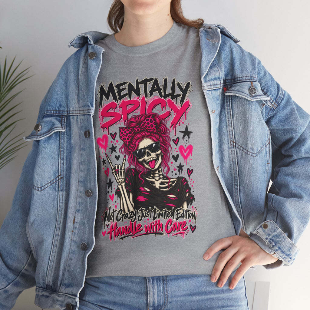 Mentally Spicy Skeleton Graphic T-Shirt