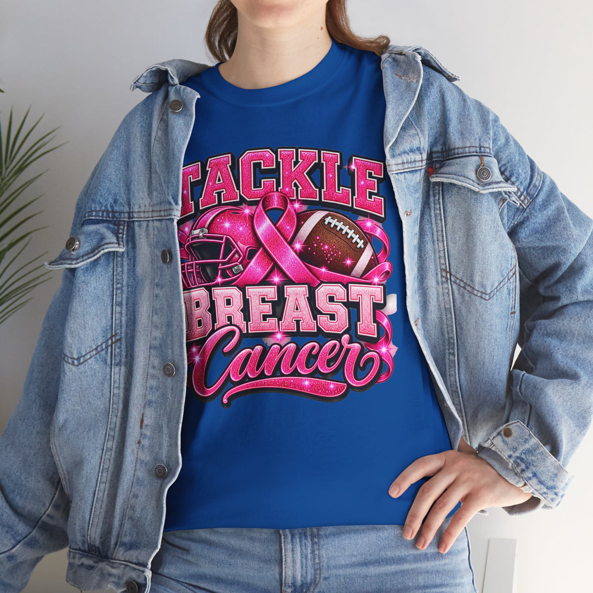 T-Shirt — "Tackle Breast Cancer" Pink Football Awareness Tee
