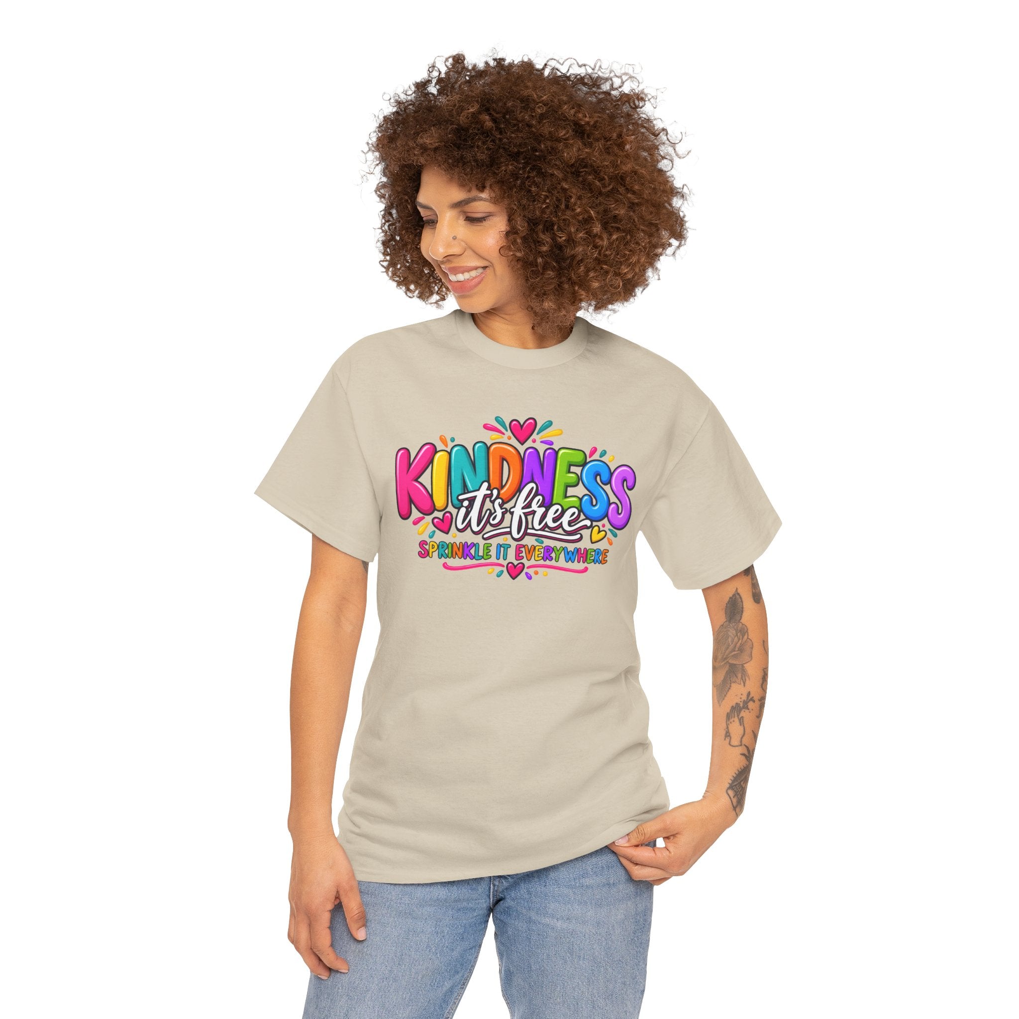 Kindness Is Free Rainbow Tee — Cute Positive Message T-Shirt