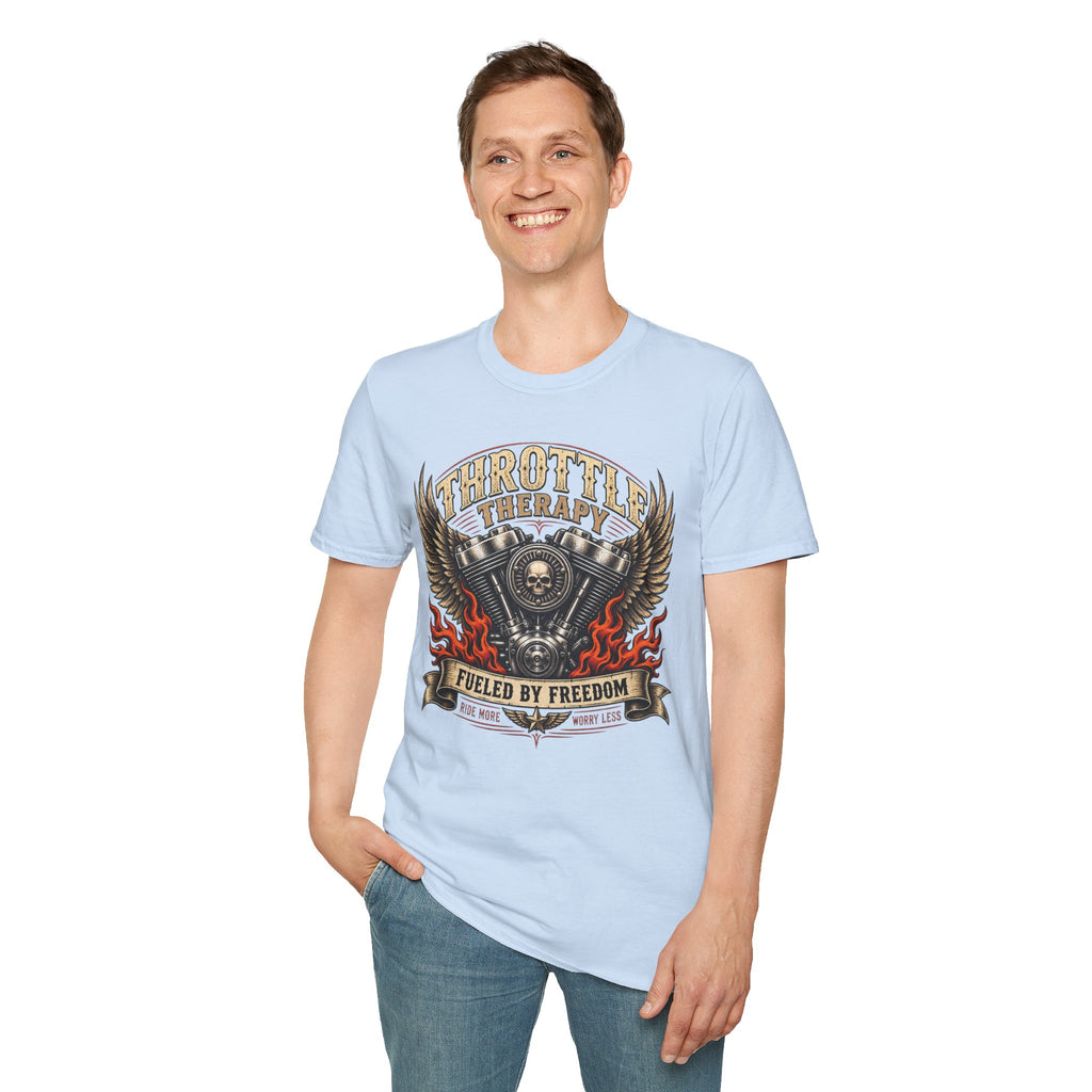 Throttle Therapy Motorcycle T‑Shirt — Fueled by Freedom Riding Tee