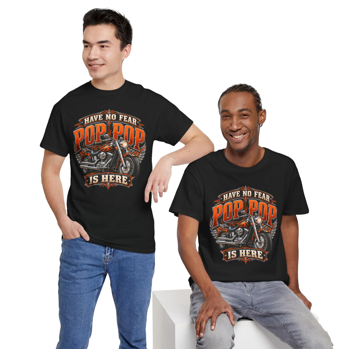 Pop Pop Is Here Motorcycle Dad T-Shirt
