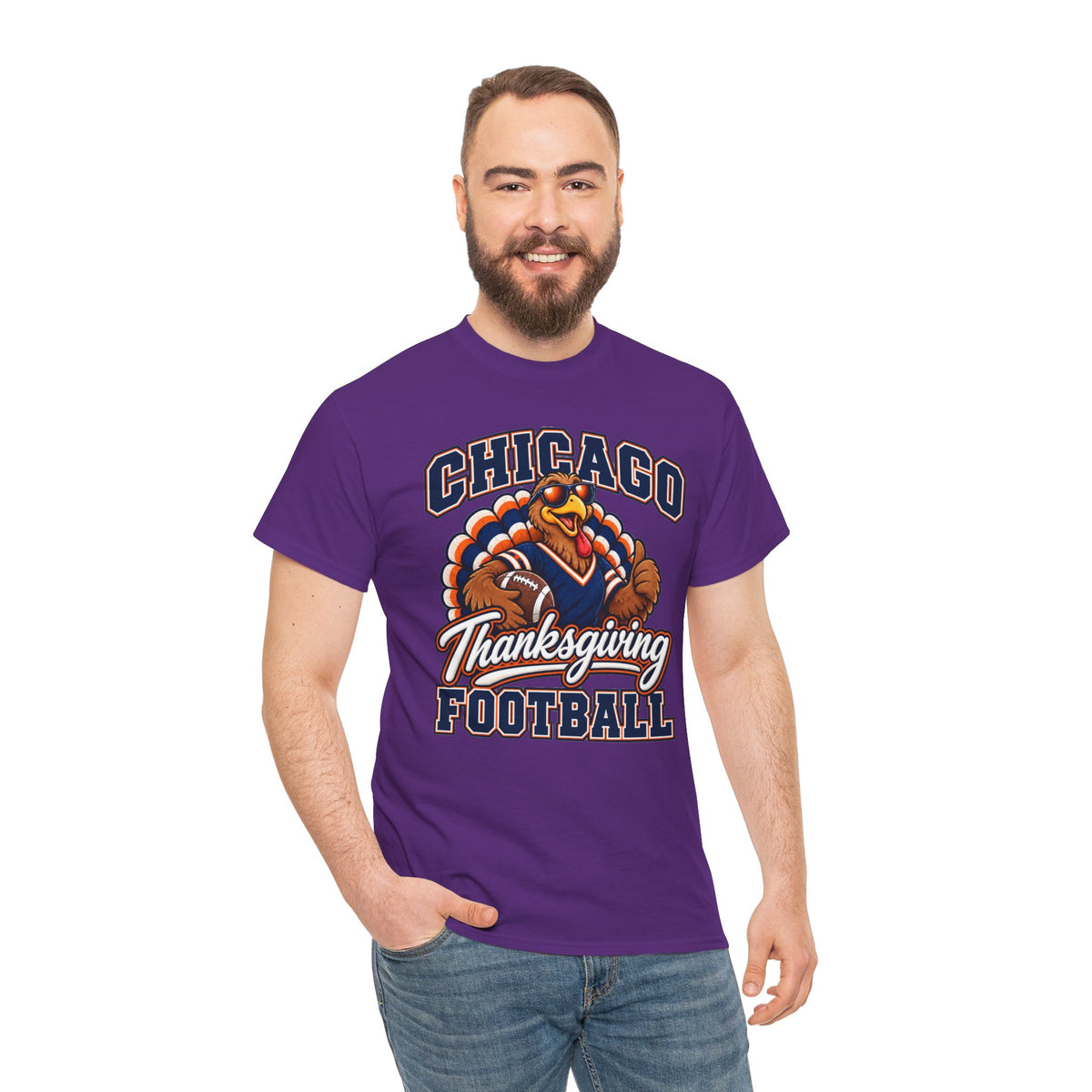 Chicago Thanksgiving Football T-Shirt — Turkey Mascot Game Day Tee