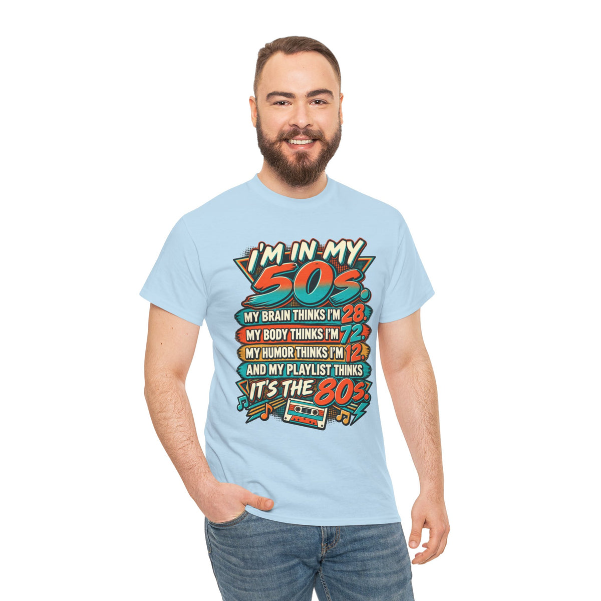 Retro 50s Birthday T‑Shirt — "I'm in My 50s" 80s Playlist Cassette Tee