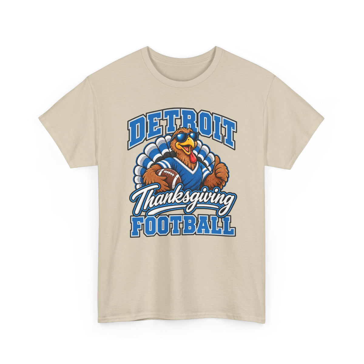 Detroit Thanksgiving Football Tee — Turkey Mascot Game Day Shirt