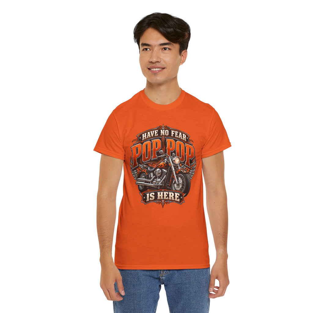 Pop Pop Is Here Motorcycle Dad T-Shirt