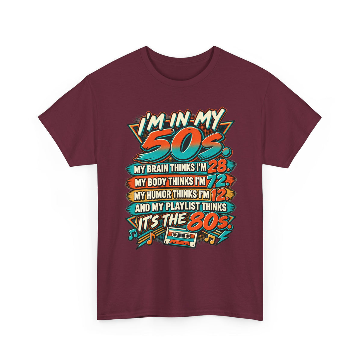 Retro 50s Birthday T‑Shirt — "I'm in My 50s" 80s Playlist Cassette Tee